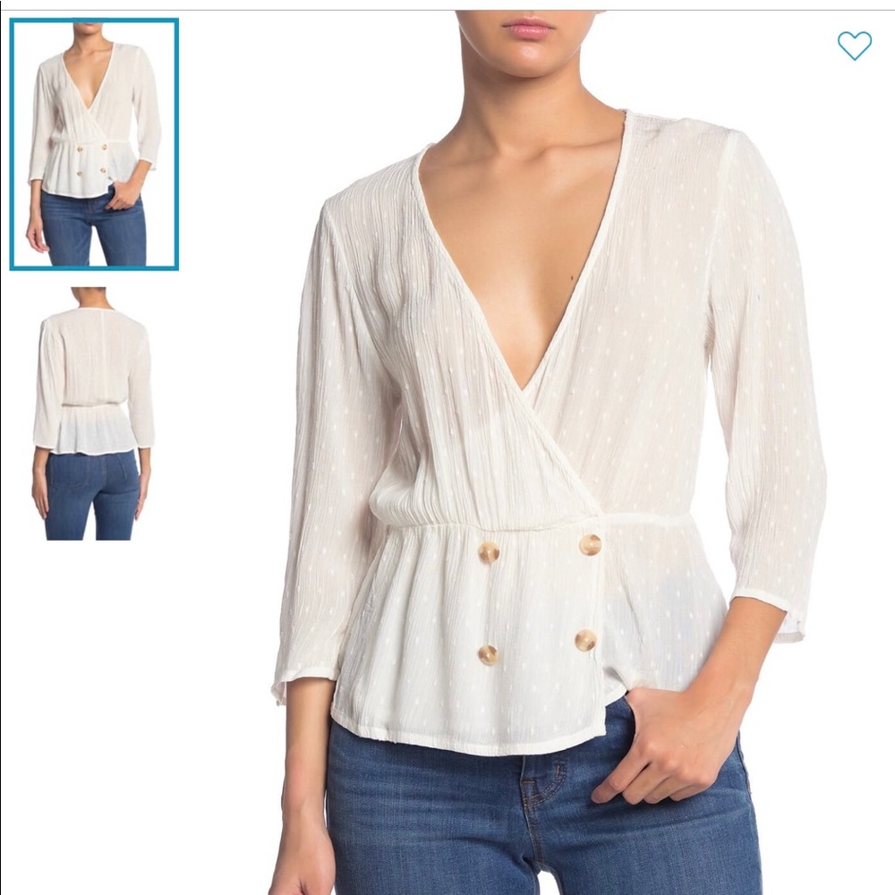 Amuse Society White Peplum Blouse